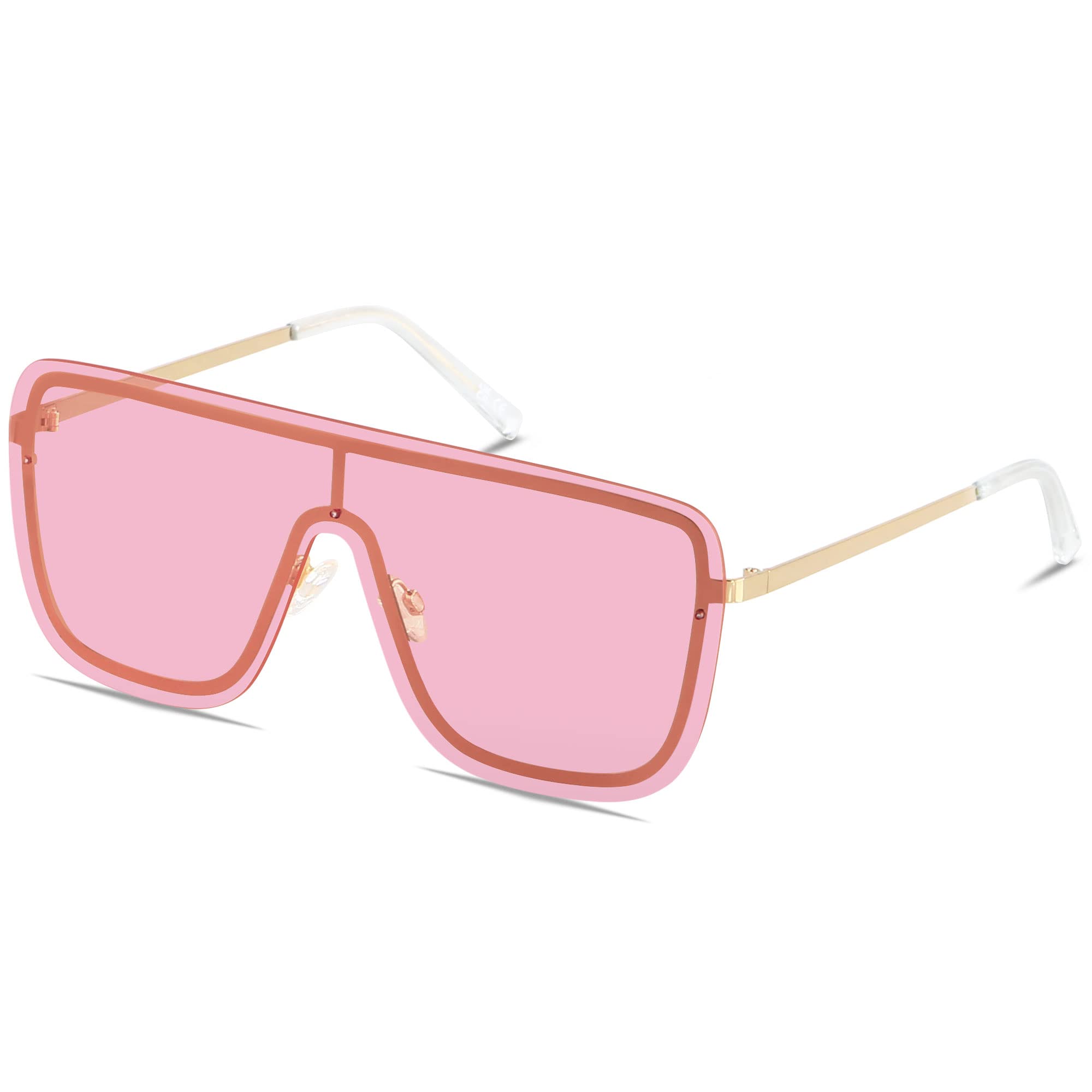 LYZOIT Rimless Oversized Square Sunglasses for Women Men Flat Top Shield Frameless Sun Glasses