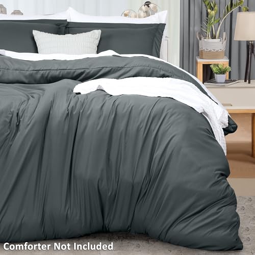 Utopia Bedding Duvet Cover Full Size - 3 Piece with Zipper Closure - 1 Comforter Cover 80X90 Inches & 2 Pillow Shams 20X26 Inches (Grey) Comforter Not Included