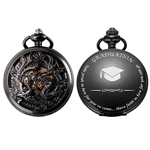 SIBOSUN Graduation for Him - Pocket Watch Mechanical Skeleton- Engraved â€˜Graduationâ€™ â€“ Perfect College/High School Graduation for Son | Him | for Classmates