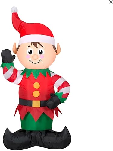 35 LED alegre agitando elfo navideño inflable