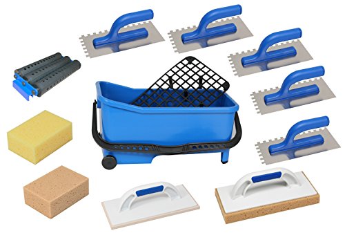 Kit Outil Pose Carrelage DUMA-TECH – Taloche à Joints, Seau, Bleu, Neuf