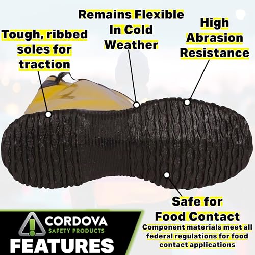 Cordova BYS17 Hi-Vis Cotton-Lined Rubber Slush Boots, 17-Inch Length, Ozone Resistant, Adjustable Top Strap, Size 144
