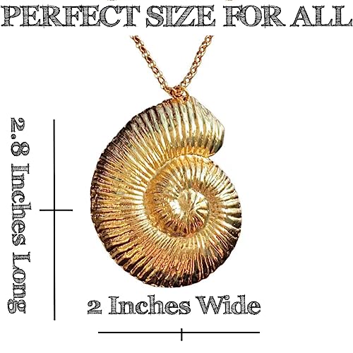 Sea Witch Shell Necklace - Enchanting Sea Witch Jewelry for Villain Fans. Cute Gold Metal Shell Necklace for Women Perfect Ursula Costume Accessory for Halloween, Trips, and More. Snail Shell Necklace for Women. Dangle Gold Stainless Steel Shell Necklace2