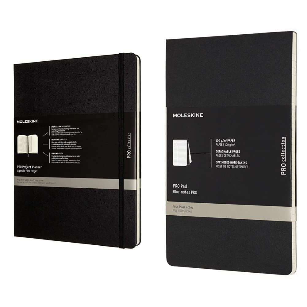 Moleskine Pro Project Planner, Agenda Professionale e Taccuino per Obiettivi, Agenda Produttività per Progetti & Pro Pad, Copertina Rigida, Formato Large