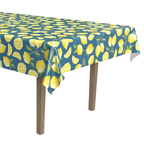 Image of Lemon Tablecover, 54 inchx108 inch, 2 Pieces, Spring Summer Picnic Tea Party Table Decorations
