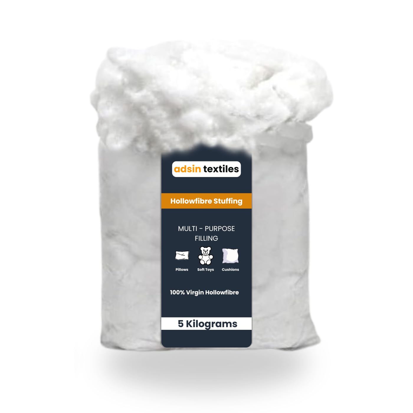 adsinHollwofibre Stuffing Grade Filling For Pillows, Cushions, Knitted Toys, Sofas, Teddy Bears all-purpose Bounce Back Lightweight Stuffing (5-KG)