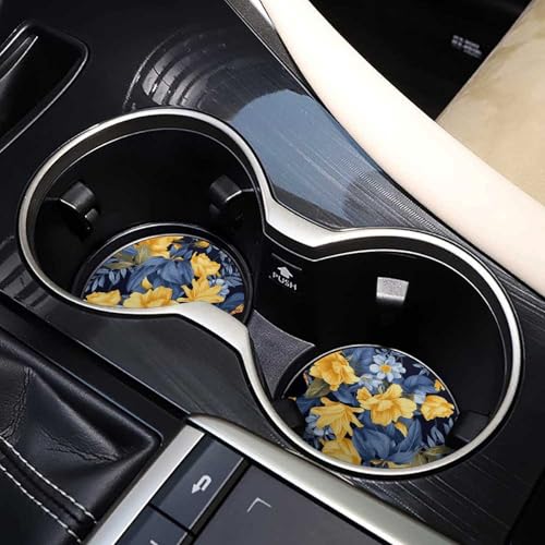 Portavasos de Madera para Carro 2.6" Azul Floral 2 Pack miniatura 7