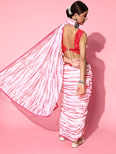 Image of AKHILAM Women's Crepe Printed Saree With Unstitched Blouse Piece (LIHAZ10 Parent)