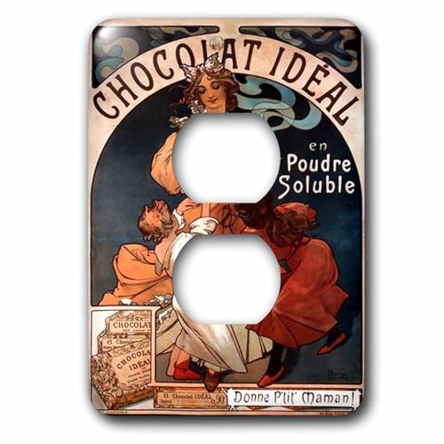 Impresión de muchas Chocolate Ad enchufe tapa para toma de corriente doble de pared 3dRose 2