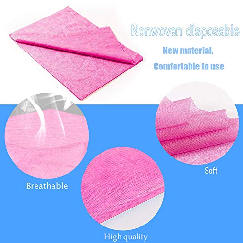 20 Pcs Thick Massage Table Sheets Sets Disposable Spa Bed Sheets Non Woven Fabric Lash Bed Cover 31" X 70" Pink #TOP1