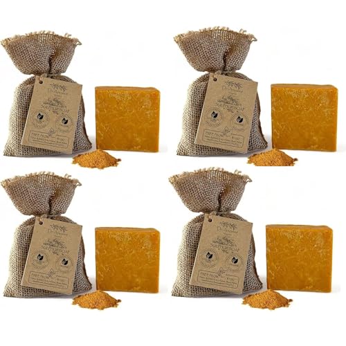Dr.Ancient Jabón de Azufre, Orgánico Natural Vegano Tradicional Hecho a Mano Antiguo - Antibacteriano, Eficaz Para el Acné - Absolutamente Sin Químicos Jabón natural puro 140 g (Paquete de 4)