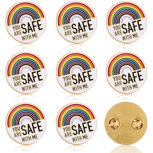 YOU ARE SAFE WITH ME Pins Enamel Lapel LGBTQ Safe Pin Rainbow Ally Pride Pins Doctor Nurse Medical Students Brooch Pin for Hat Shirt Backpack Decoration Accessories Gift Bulk