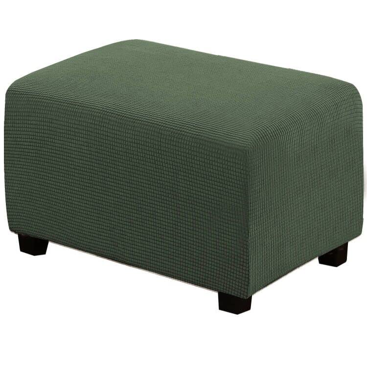 Image of H.VERSAILTEX Ottoman Cover Slipcover Rectangle Fit Length 33'-38' Footrest Sofa Slipcovers Stool Cover Footstool Protector Covers Feature Stretch Soft Jacquard Fabric Removable Washable - Bronze Green