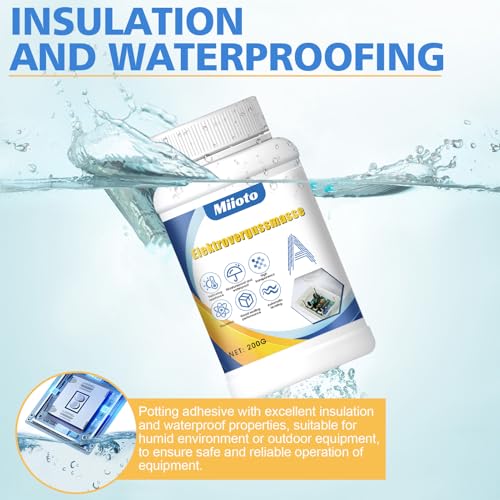 Miioto Vergussmasse Elektronik, Elektrovergussmasse Transparentes 300g A+B, Elektronik Dichtmasse Wasserdicht für Abzweigdosen, Platinen, Leiterplatten und Steuerplatinen für Haushaltsgeräte