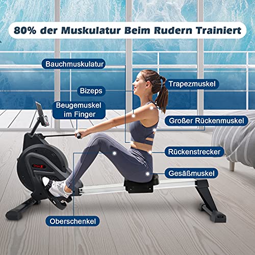 Dripex Rudergerät für Fitness zu Hause, superleises Rudergerät mit 15 Stufen Widerstandseinstellung und intelligentem… – Bild 4