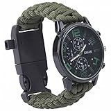FOLOSAFENAR Rescue Paracord Armband Nylon + Kunststoff Outdoor Survival Watch Camping Survival Watch, für Camping und Reisen