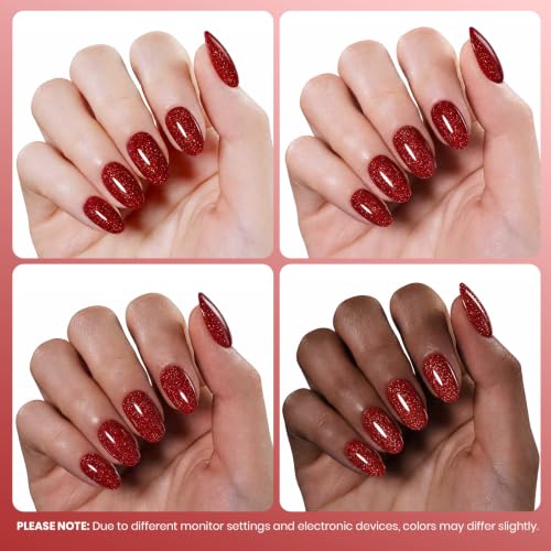 Image of Beetles Red Glitter Gel Nail Polish, HEMA Free UV LED Soak Off Gel 15ML