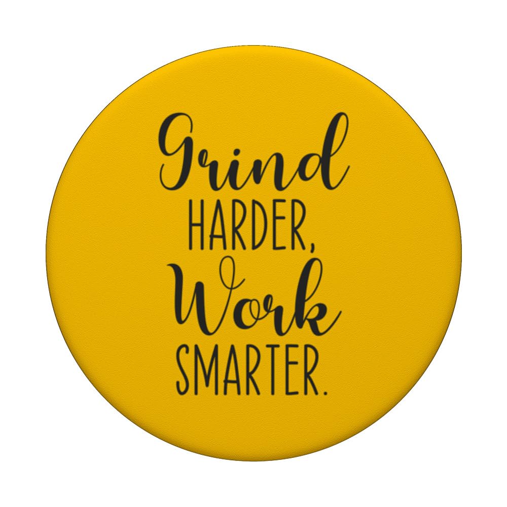 Grind Harder, Work Smarter, Gym, Hustle, Success, Motivation PopSockets Swappable PopGrip, Black - Image 3