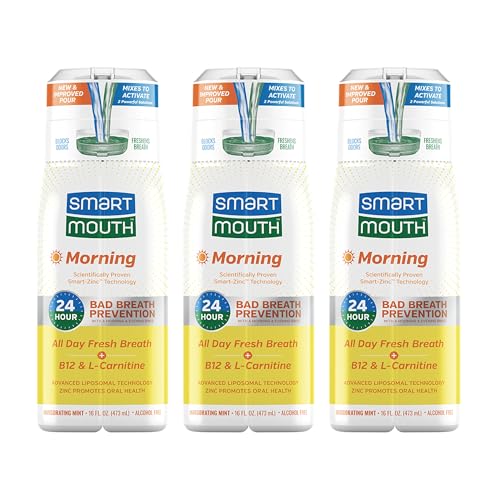 SmartMouth Activated B12 Morning Mouthwash, Fresh Breath, 16 fl oz, 3-Pack