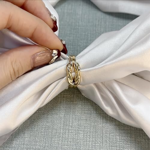 Layered Knot Silk Scarf Ring Brooch for Women Girls Dainty Infinity Love Knots Double Line Shawl Scarves Buckle Wrap Clasp Clip Finger Ring Size 8 Dress Accessories Jewelry Gift2