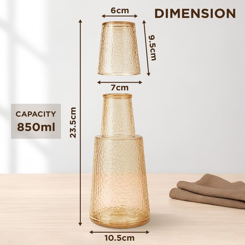 Image of Allo Drinksafe Glass Water Jug with Lid 850ml, Multipurpose Detox Pitcher Jar for Hot & Cold Beverages, Milk, Juice, Iced Tea, Ideal for Gifting, Serving, Dining Table(0.85 Litre Gold Mosaic)