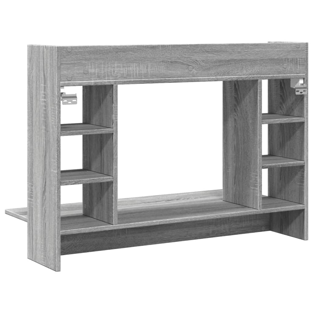 Scrivania a Parete Grigio Sonoma 105x48x75 cm Porta PC Sospeso | Mobile salvaspazio da studio o camera con sei scomparti laterali e ripiano per organizzare libri e piccoli oggetti.