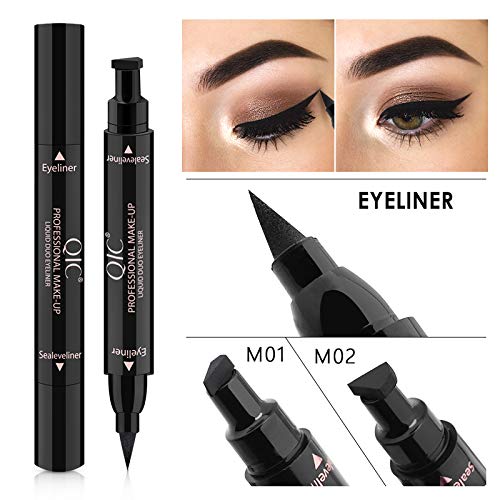 Winged Eyeliner Stamp - 2 Pens Perfect Cat Eye Vamp Liquid Black Quick Flick Wingliner Waterproof Stencil Wing Long Lasting Smudgeproof Natural Smooth #TOP1