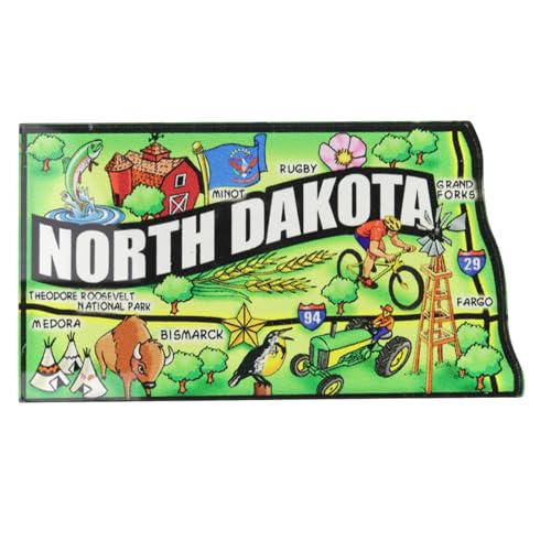 Imán acrílico con mapa de North Dakota