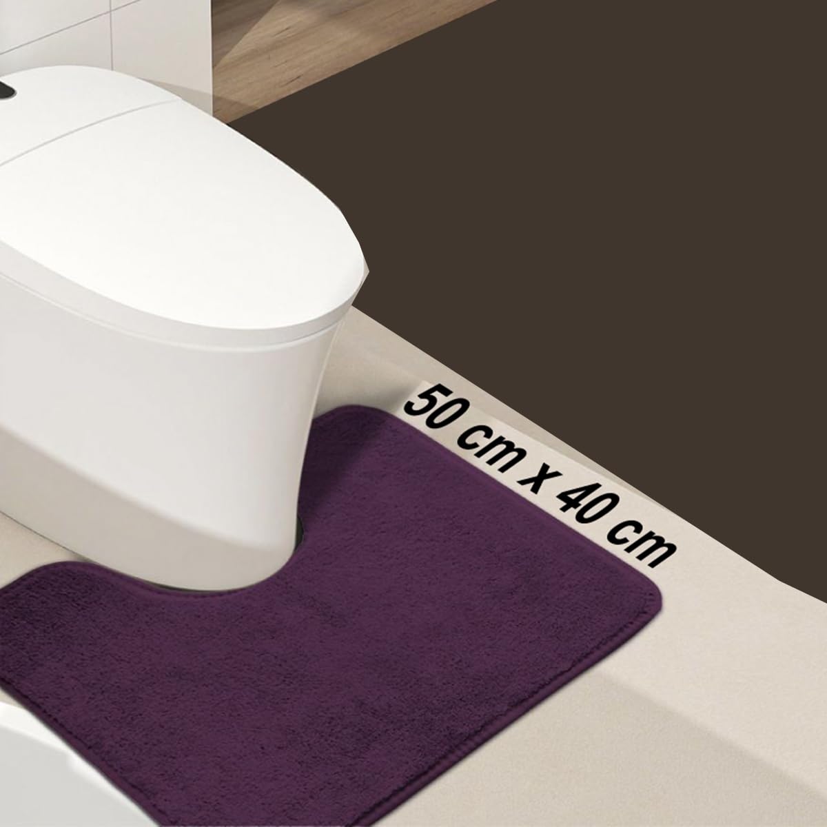 B&B Bathroom Rugs, Soft and Absorbent Microfiber Bath Rugs, Non-Slip Shaggy Bath Carpet, Machine Wash Dry Bath Mats for Bathroom Floor, Tub and Shower, Plum - 50 x 40 cm