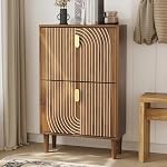 Shoe Storage Cabinet with 2 Flip Drawers, 23.6"(W) Freestanding Shoe Organizer with Metal Handles for Entryway, Narrow Shoe Rack Cabinet