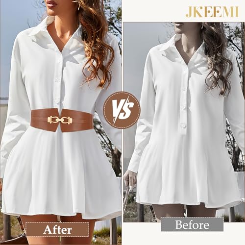 Wide Elastic Belts for Women Stretch Belt Gold Buckle Stretchy Waist Belts for Dresses Coats3