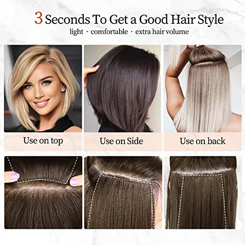 Lnerato 4 Pcs Hair Toppers For Women Synthetic Clips In Hair Topper Invisible Clips In Hair Extension With Thinning Hair Adding Hair Volume Hairpieces For Daily Use(Double 4 Inch And Double 8 Inch,Black Brown) #TOP2