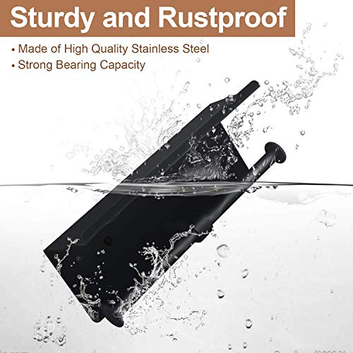 Toilet Paper Holder With Shelf, Bjiotun Toilet Paper Holder Wall Mounted Toilet Paper Storage, Double Roll Tissue Holder Dispenser Bathroom Toilet Paper Holder (Matte Black) #TOP1