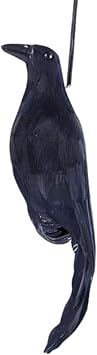 Lifelike Hanging Dead Crow, 12in PP Hanging Dead Bird Crow Scarer, Feathered Crows Decor, Realistic Simulation Crows Decoy With Black Feathers, Effective Bird Repellents For Garden Yard Farm Scaring