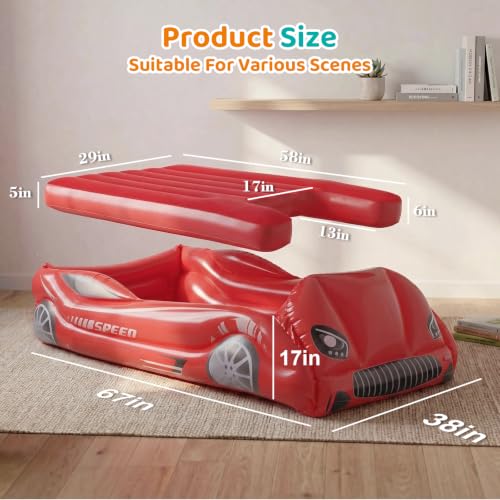 RAPTAVIS Kids Air Mattress Inflatable Toddler Travel Bed with Sides, Cot Sleeping Pad, Red by RAPTAVIS - Image 6
