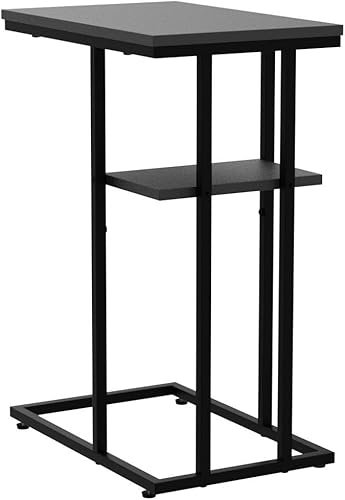 Miniatura 38 de Yoobure Juego de 2 mesas auxiliares de mesa C, mesas auxiliares para sala de estar, mesa auxiliar en forma de C, mesas de sofá que se deslizan café