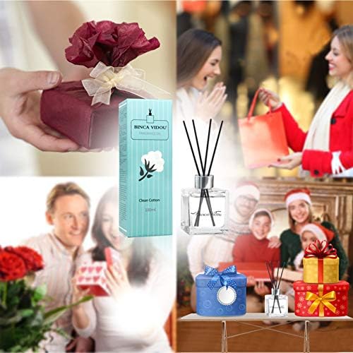 binca vidou Reed Diffuser 100ml / Cotton Scented Oil Reed Diffuser Set / 8 Diffuser Sticks / 50 Days Strong & Lasting Aroma/Home Scented Diffuser for Bedroom Bathroom Office