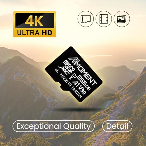 Image of MMOMENT MM13 Jolly 256GB Micro SDXC Card, A1, UHS-I, U3, V30, Class 10 Compatible, Read Up to 100 MB /s, Write Up to 70 MB /s, SD Adapter Included