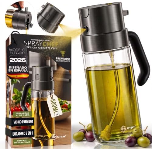 Aceitera Spray Pulverizador Antigoteo Cristal 470ml, Utensilios D...