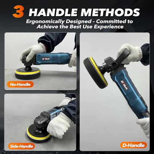 GEVEELIFE Buffer Polisher, 6 Inch/7 Inch 1600W Rotary Car Buffer Polisher Waxer, 7 Variable Speed 1000-3500 RPM, Detachable Handle for Car, Boat Sanding, Polishing, Waxing by GEVEELIFE - Image 5