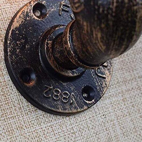 Wmmner Vintage Metal Loft Pipe Wall Light Lamp Retro Industrial Wall Sconce E27 Lamp Base Red Valve Tap Loft Steamlamp 60W Max Pour Restaurant, Café, Bar, Couleur Rouille (Ampoule Non Incluse), B/3 Tê – vue 4