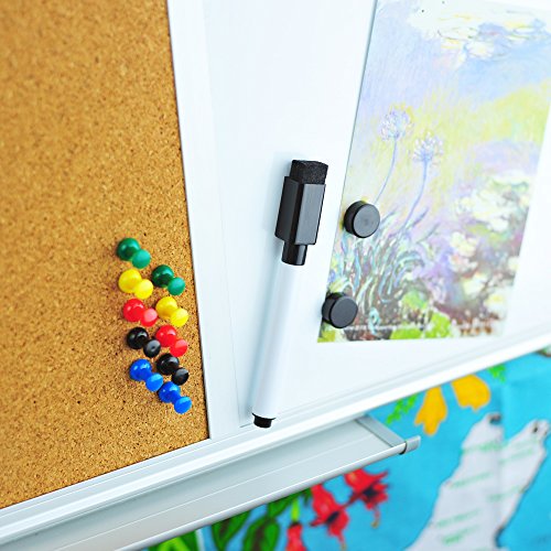 Lockways Dry Erase Board and Cork Bulletin Board Combination, 36 x 24 Inch