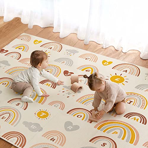 Baby Play Mat, Extra Large Foldable Foam Floor Play Mat For Babies,Toddlers, Infants, Reversible Waterproof Baby Crawling Mat, Portable Baby Playmat With Travel Bag For Indoor Outdoor (71" X 79") #TOP2