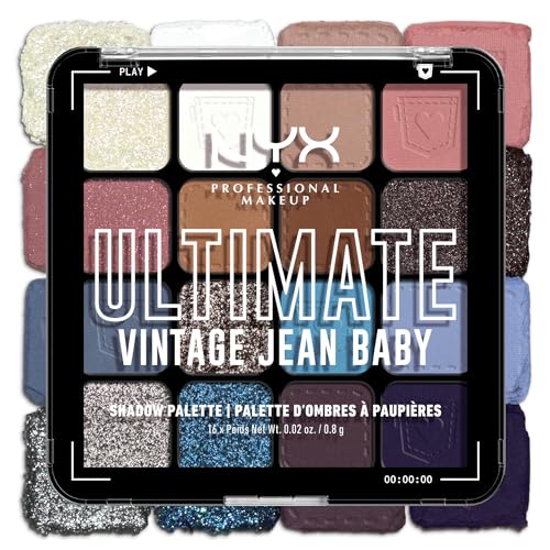 NYX Professional Makeup Palette de Fards à Paupières Ultimate Shadow, 16 couleurs, Finition Intense et Longue Durée, Formule Vegan Sans Ingrédients d'Origine Animale...