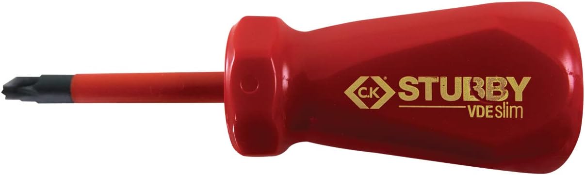 C.K T48343-2 Stubby Vde/1000V Slim Screwdriver Pz2, Red