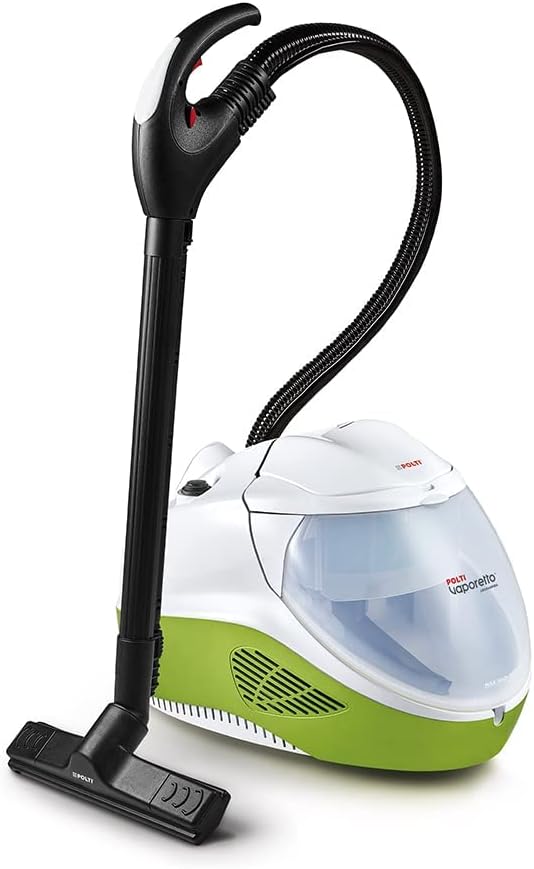Polti Vaporetto Lecoaspira FAV80 Turbo Intelligence, Pulitore a Vapore e Aspirapolvere con Filtro ad Acqua, Funzione Eco, Pressione Max 6 Bar, Potenza 2450 W, 15 Accessori Inclusi, Bianco e Verde