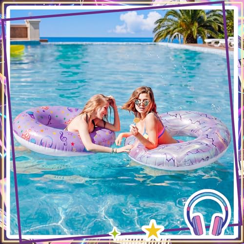 Foilswirl 2 Pcs Kpop Birthday Party Decorations Music Pool Float Singer Swimming Pool Supplies Kpop Party Ring Summer Purple Music Themed Decor Float for Summer Swim Supplies by Foilswirl - Image 4