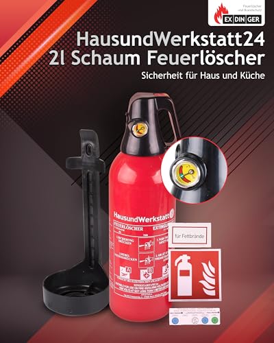 Feuerlöscher 2 kg Aluminium Schaumfeuerlöscher für Haus und Werkstatt