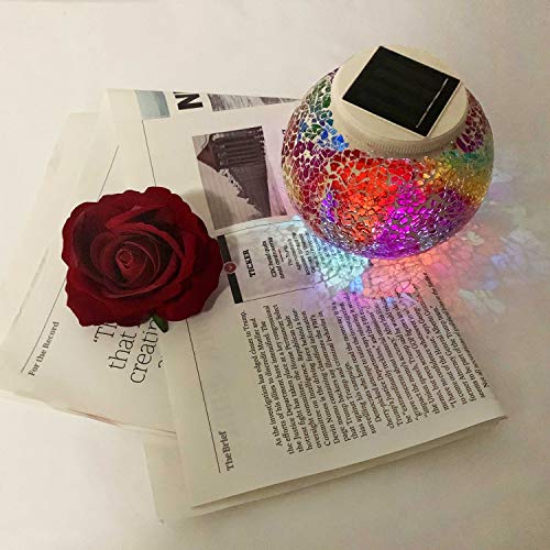 2 Pack Solar Glass Ball Table Lamps Waterproof Solar Color Changing Night Lights For Garden, Patio, Yard, Indoor Or Outdoor Decorations (Crack Design) #TOP6