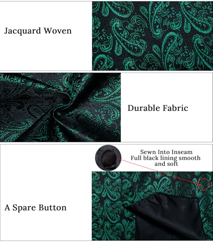 Image of DiBanGu Mens Paisley Suit Waistcoat,Silk Dress Vest and Bowtie Pocket Square Cufflinks with Lapel Pin Set for Wedding Tuxedo